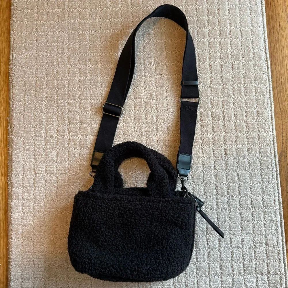 Small Cozy Black Textured Handbag NWOT
